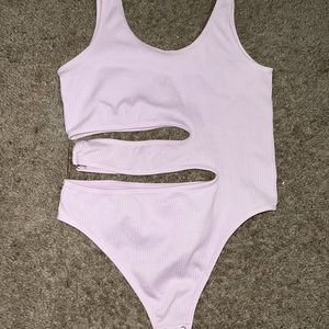 light purple cutout body suit